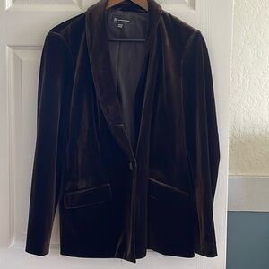 INC Dark Brown velvet blazer size medium